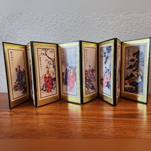 Vintage Oriental 8 Panel Byobu Folding Screen